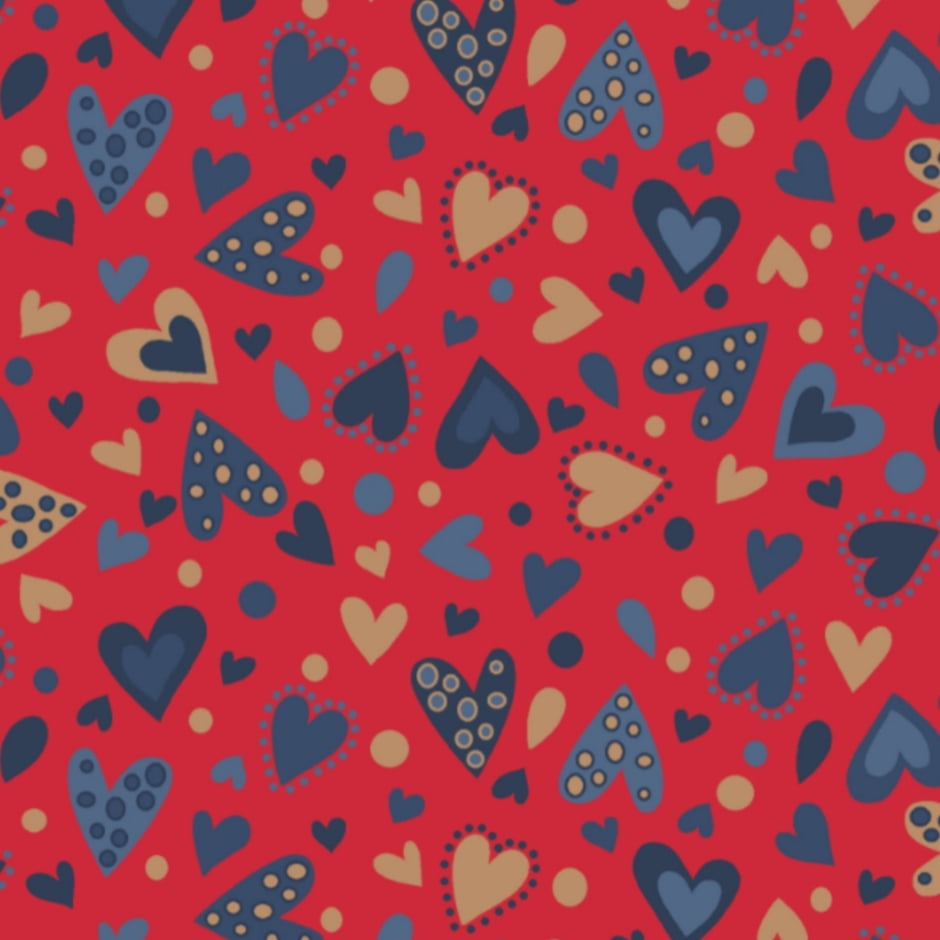 Coleção Amore Love - corações / fundo vermelho - 30x150cm