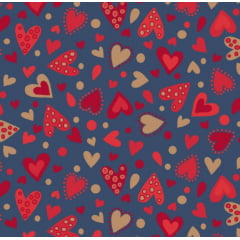 Coleção Amore Love - corações / fundo azul - 30x150cm